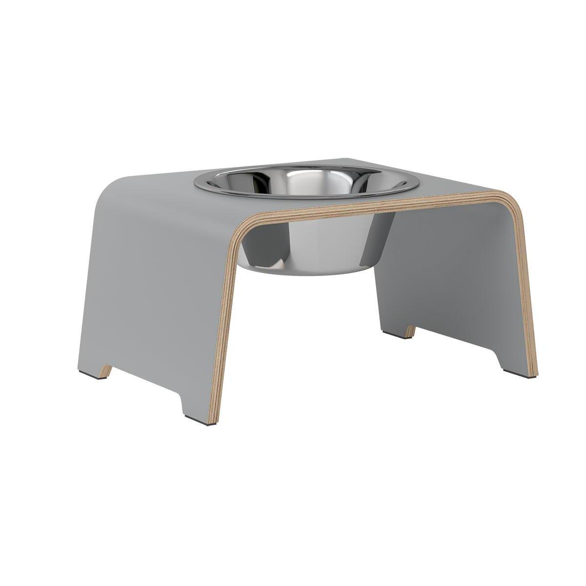 Gamelle design pour chien en bois dogBar single taille m gris bol acier - kasibe