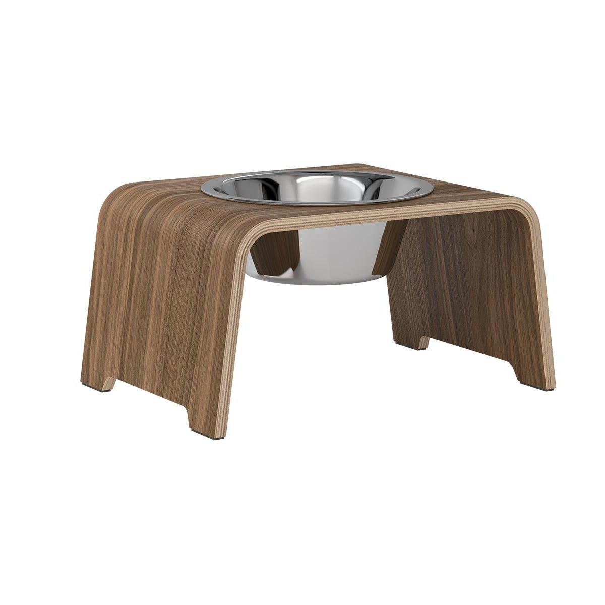 Gamelle design pour chien en bois dogBar single taille m noyer bol acier - kasibe