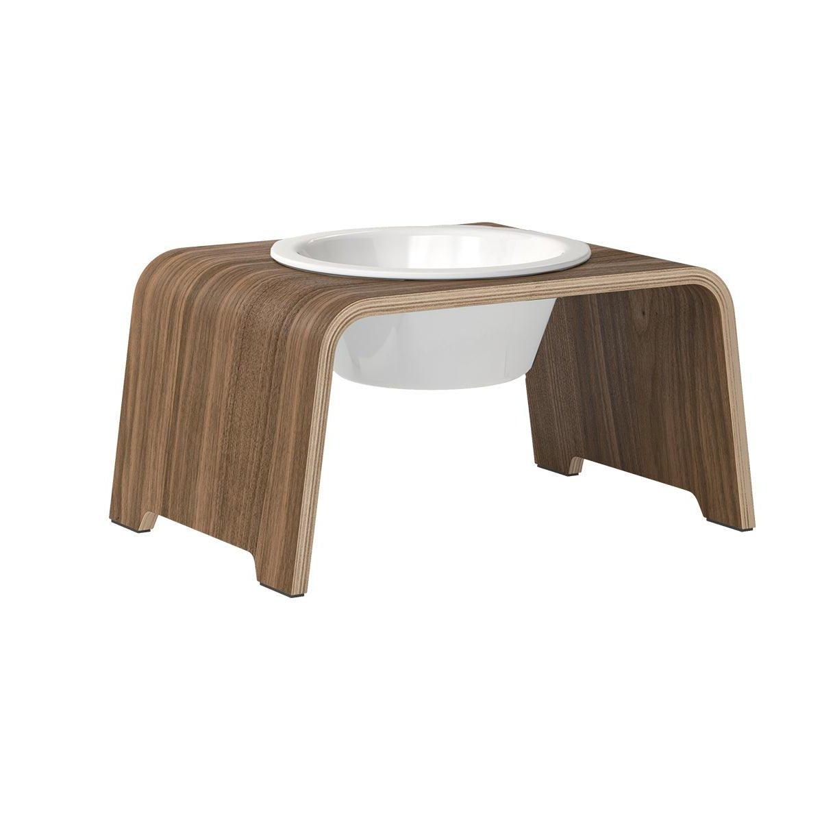 Gamelle design pour chien en bois dogBar single taille m noyer bol porcelaine - kasibe