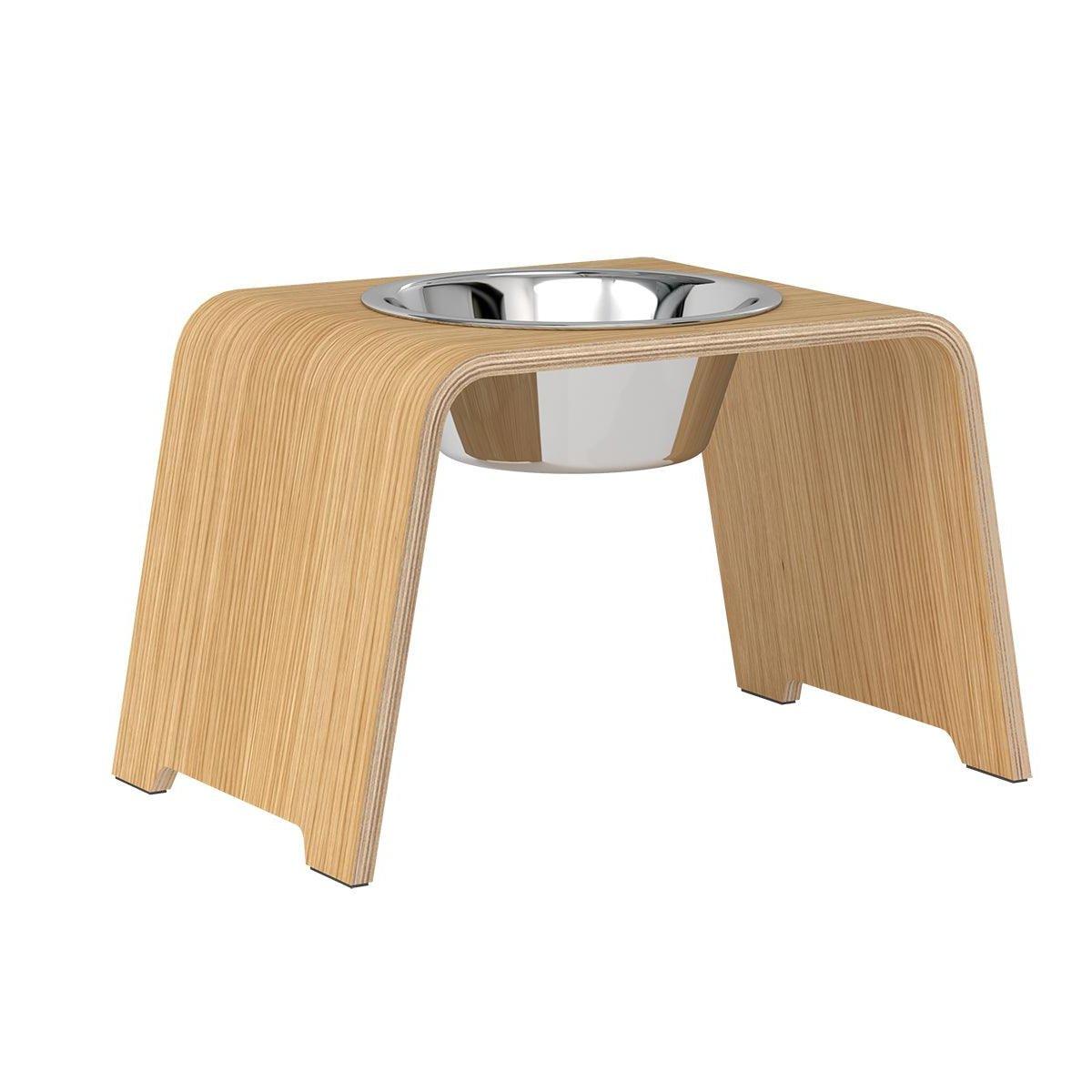 Gamelle design pour chien en bois dogBar single taille ml chêne clair bol acier - kasibe
