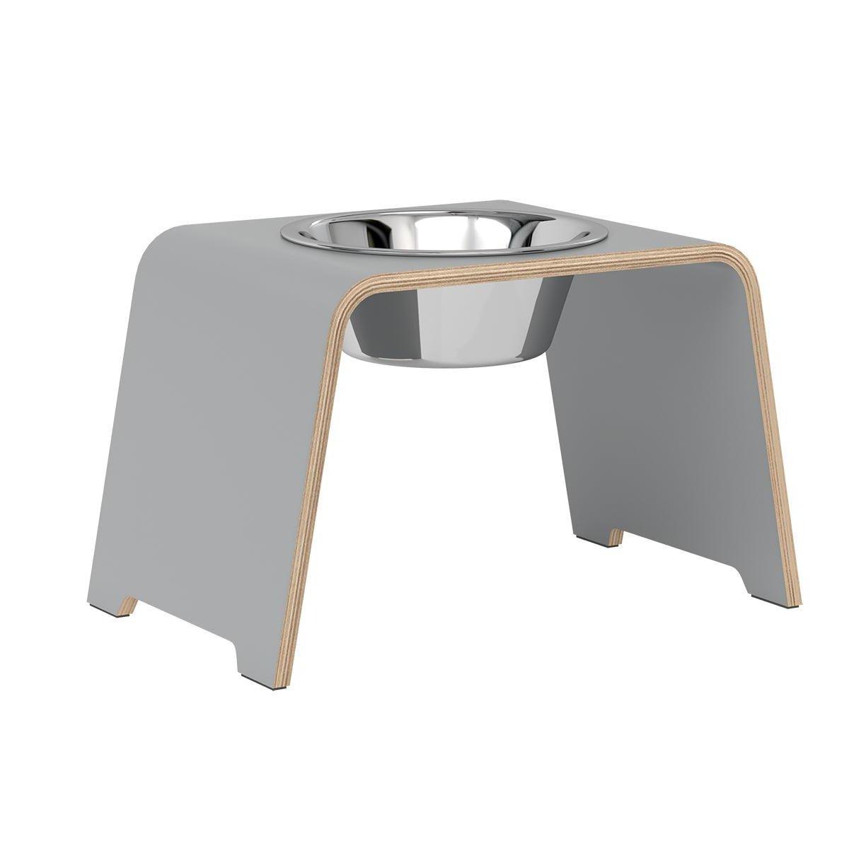 Gamelle design pour chien en bois dogBar single taille ml gris bol acier - kasibe