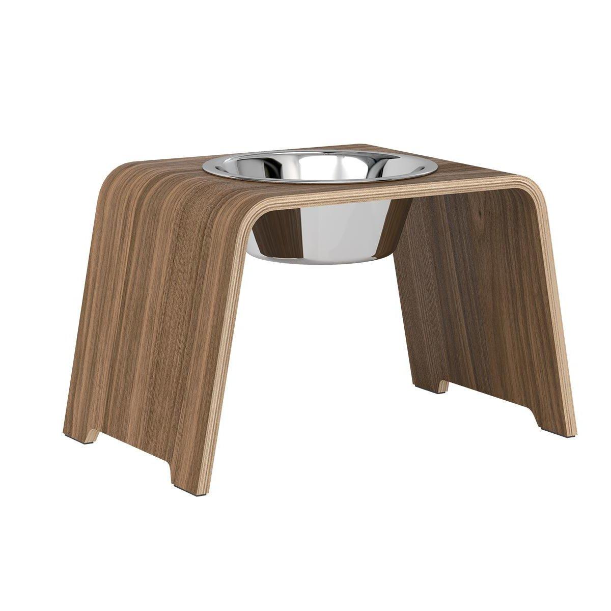 Gamelle design pour chien en bois dogBar single taille ml noyer bol acier - kasibe