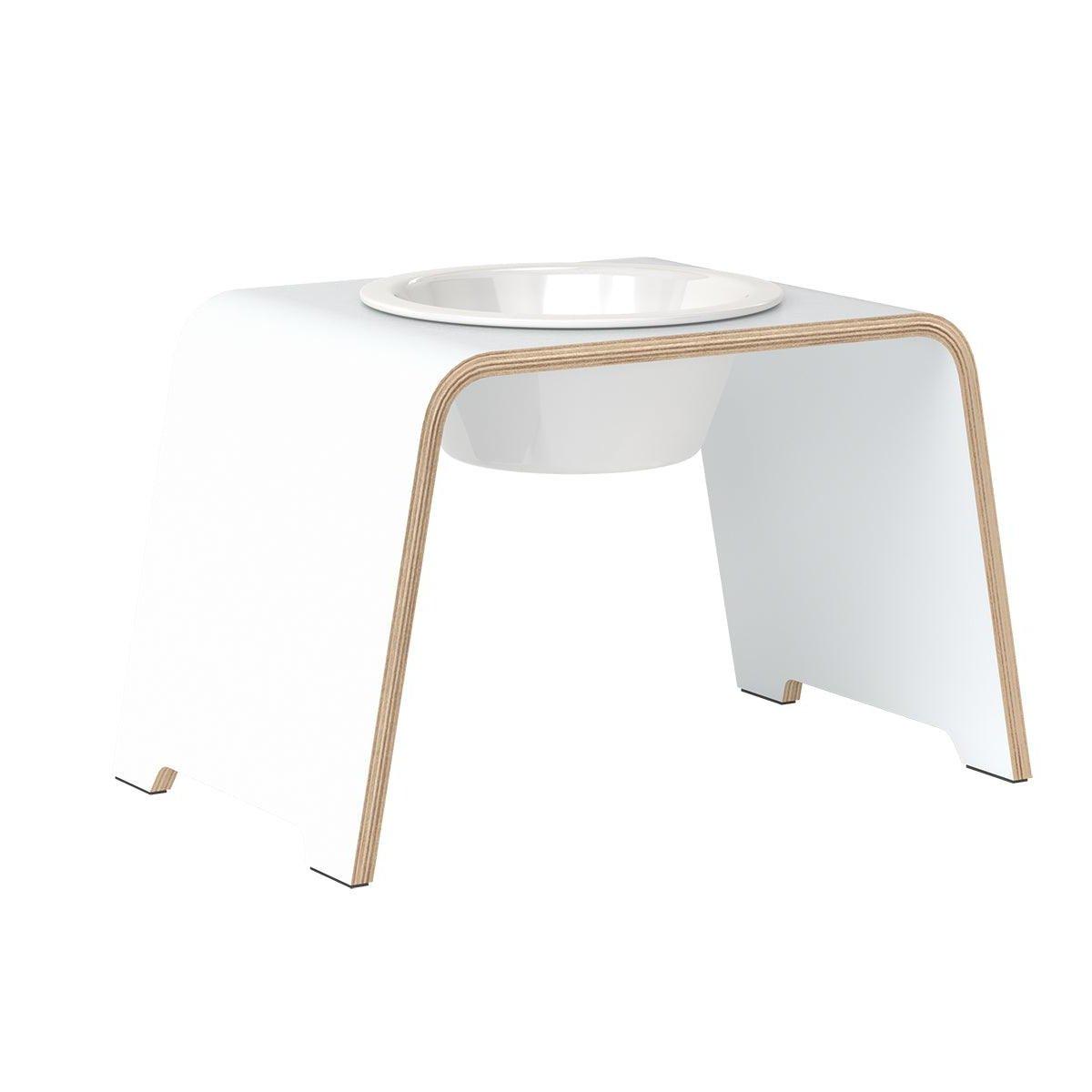 Gamelle design pour chien en bois dogBar single taille ml blanc bol porcelaine - kasibe