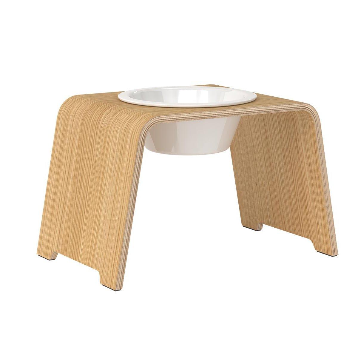 Gamelle design pour chien en bois dogBar single taille ml chêne clair bol porcelaine - kasibe