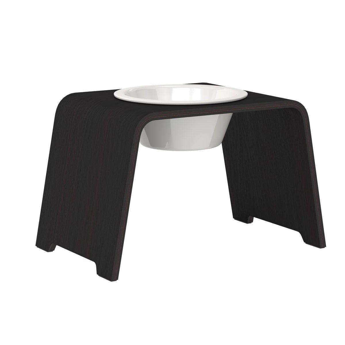 Gamelle design pour chien en bois dogBar single taille ml chêne foncé bol porcelaine - kasibe