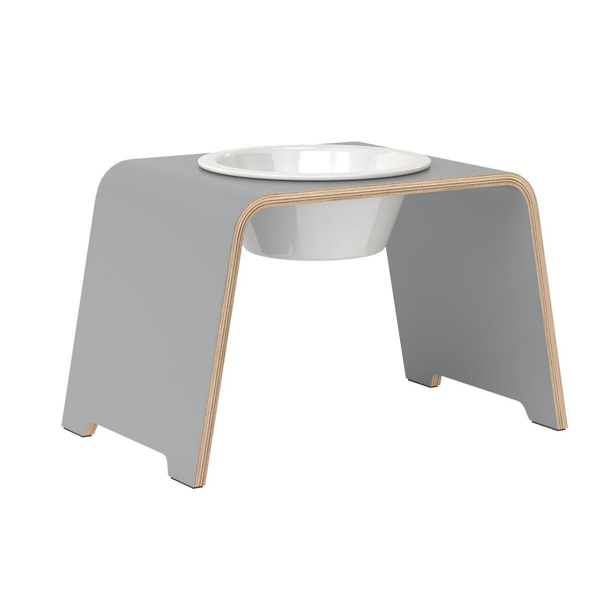 Gamelle design pour chien en bois dogBar single taille ml gris bol porcelaine - kasibe
