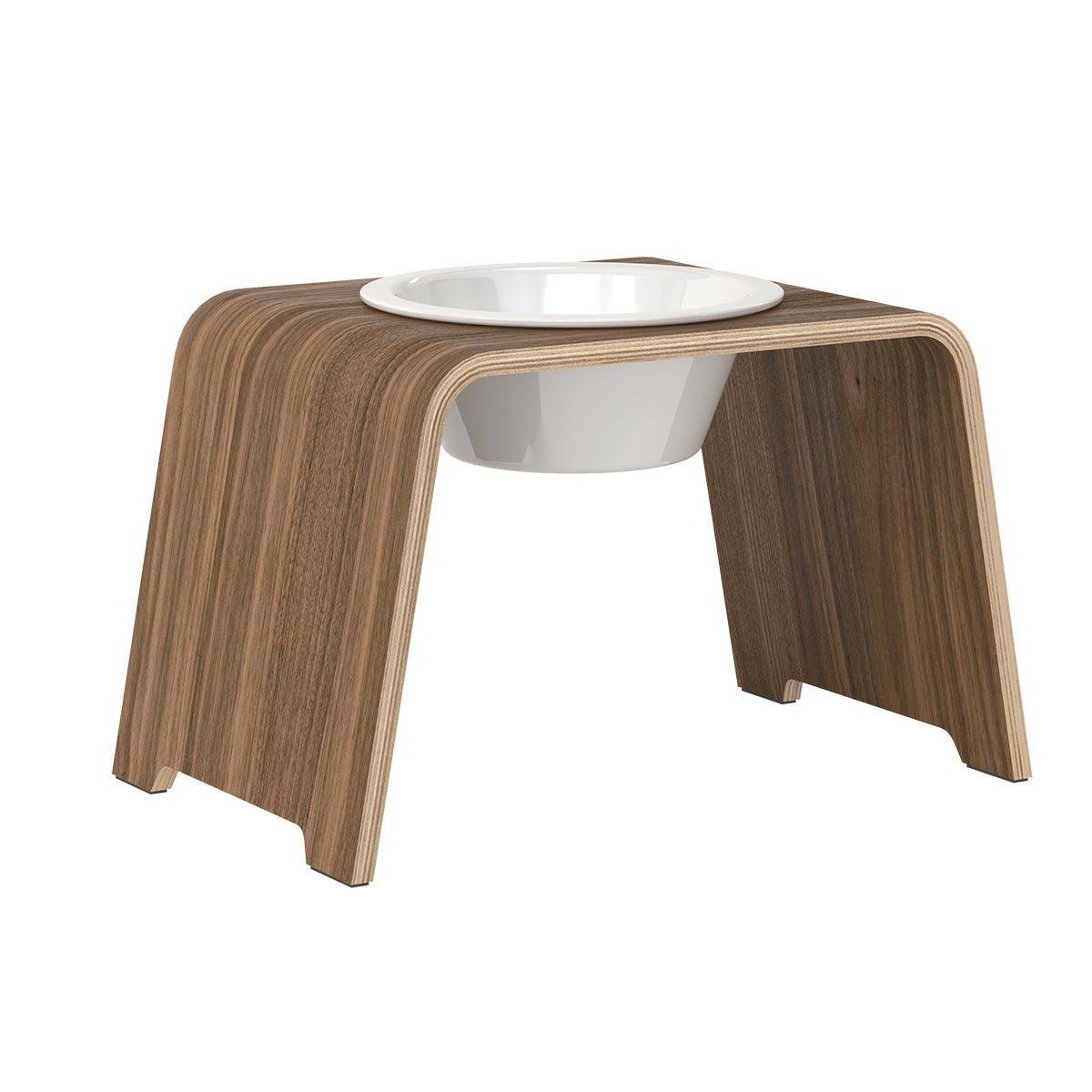 Gamelle design pour chien en bois dogBar single taille ml noyer bol porcelaine - kasibe