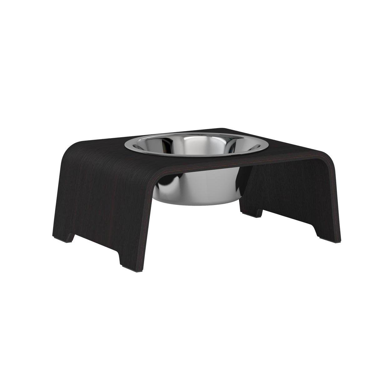 Gamelle design pour chien en bois dogBar single taille ms chêne foncé bol acier - kasibe