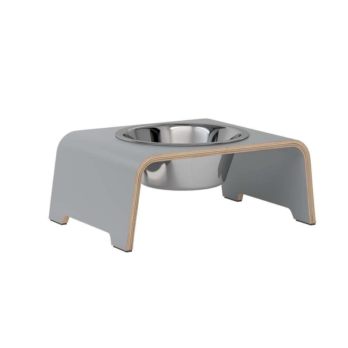 Gamelle design pour chien en bois dogBar single taille ms gris bol acier - kasibe