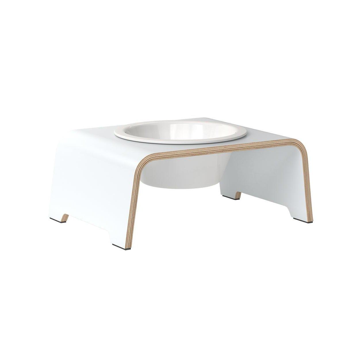 Gamelle design pour chien en bois dogBar single taille ms blanc bol porcelaine - kasibe