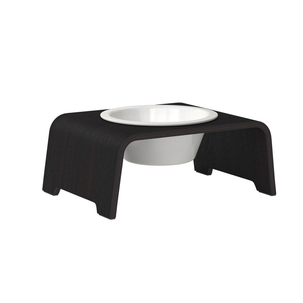 Gamelle design pour chien en bois dogBar single taille ms chêne foncé bol porcelaine - kasibe