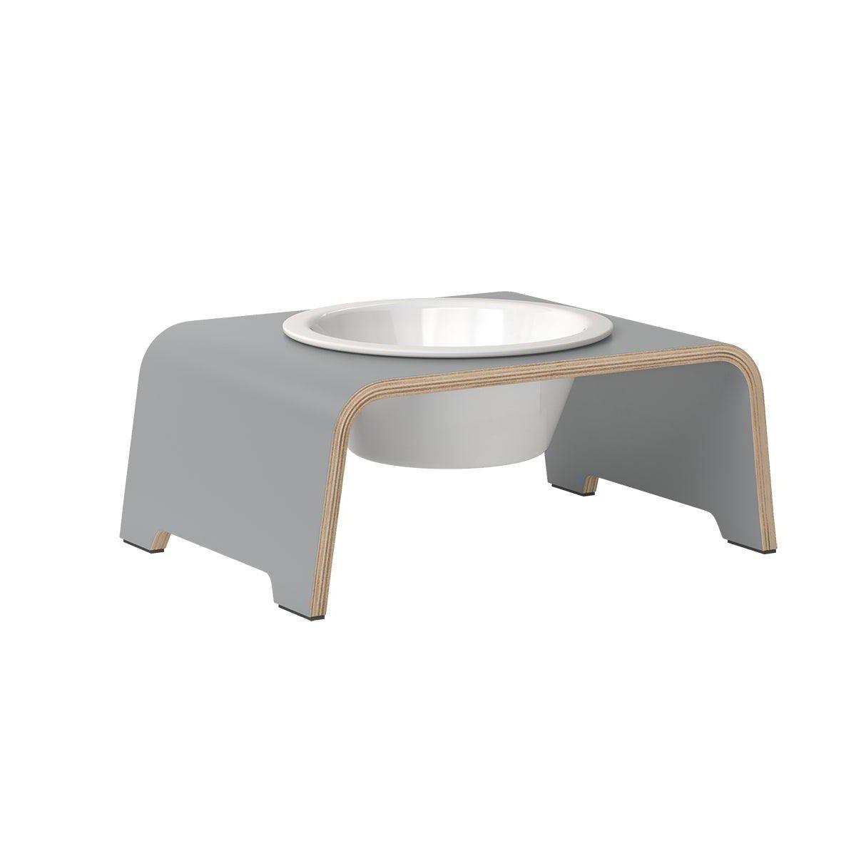 Gamelle design pour chien en bois dogBar single taille ms gris bol porcelaine - kasibe