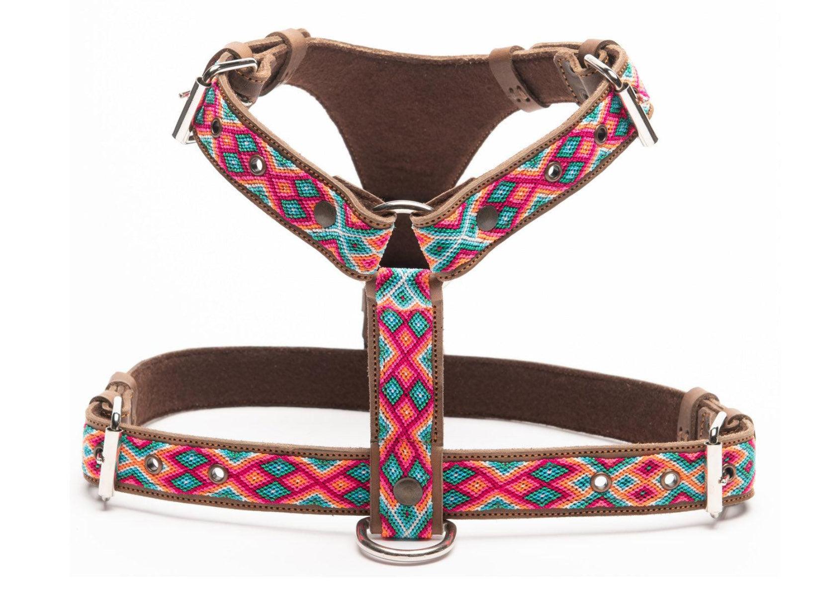 Harnais en Y pour chien mexicain brodé à la main - Kasibe