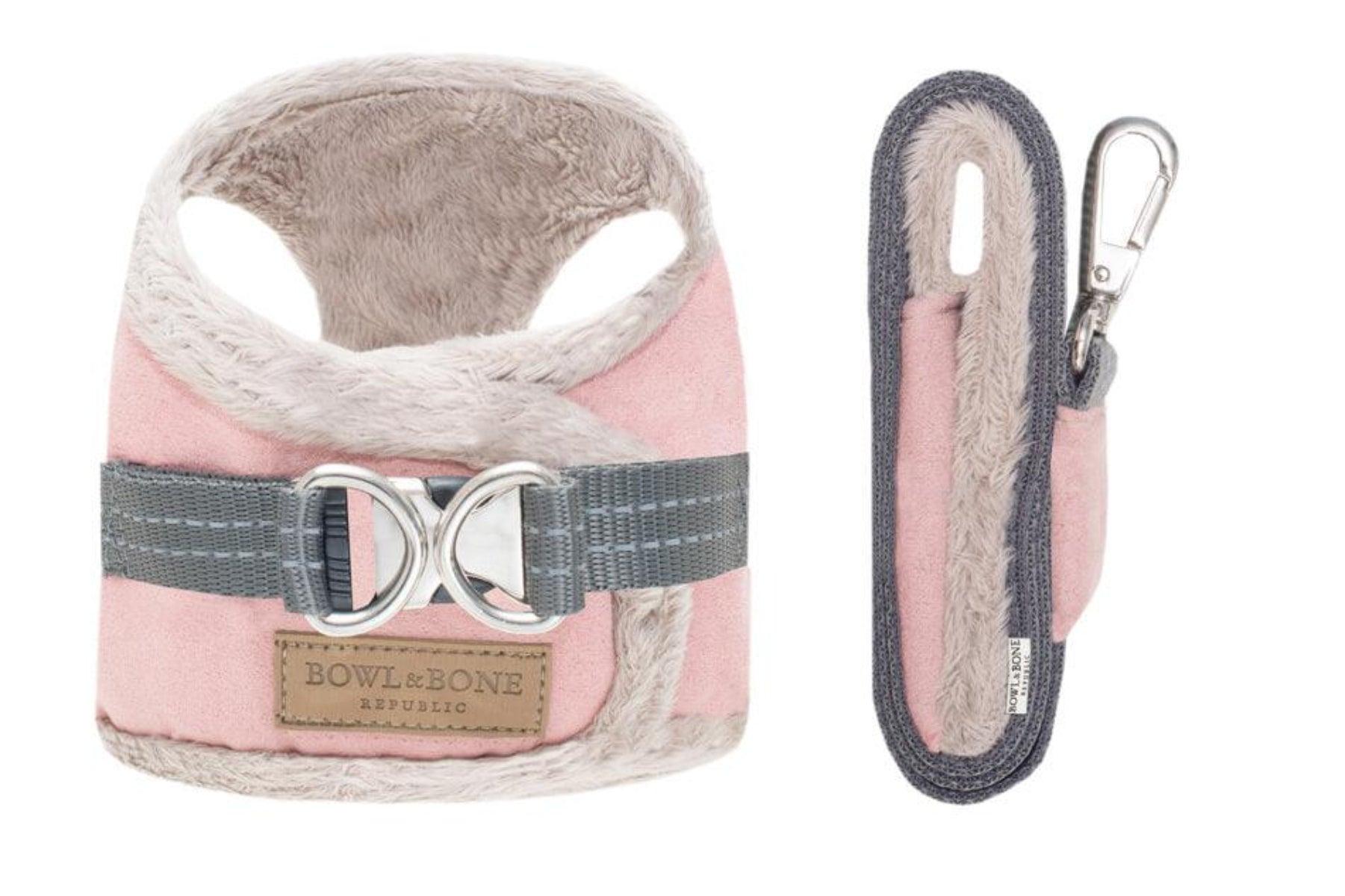 Harnais confort pour chien doublé en fourrure Yeti rose - kasibe