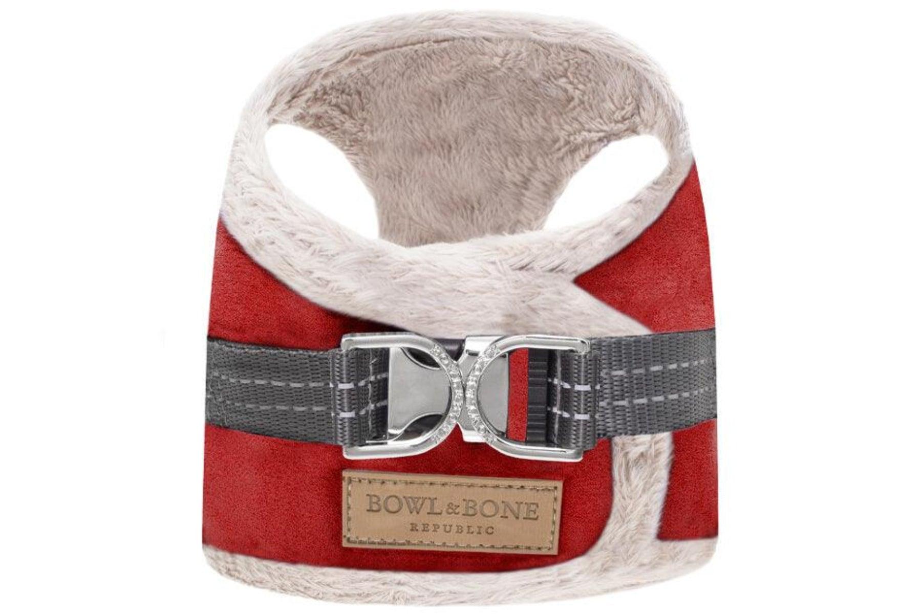 Harnais confort pour chien doublé en fourrure Yeti rouge - kasibe