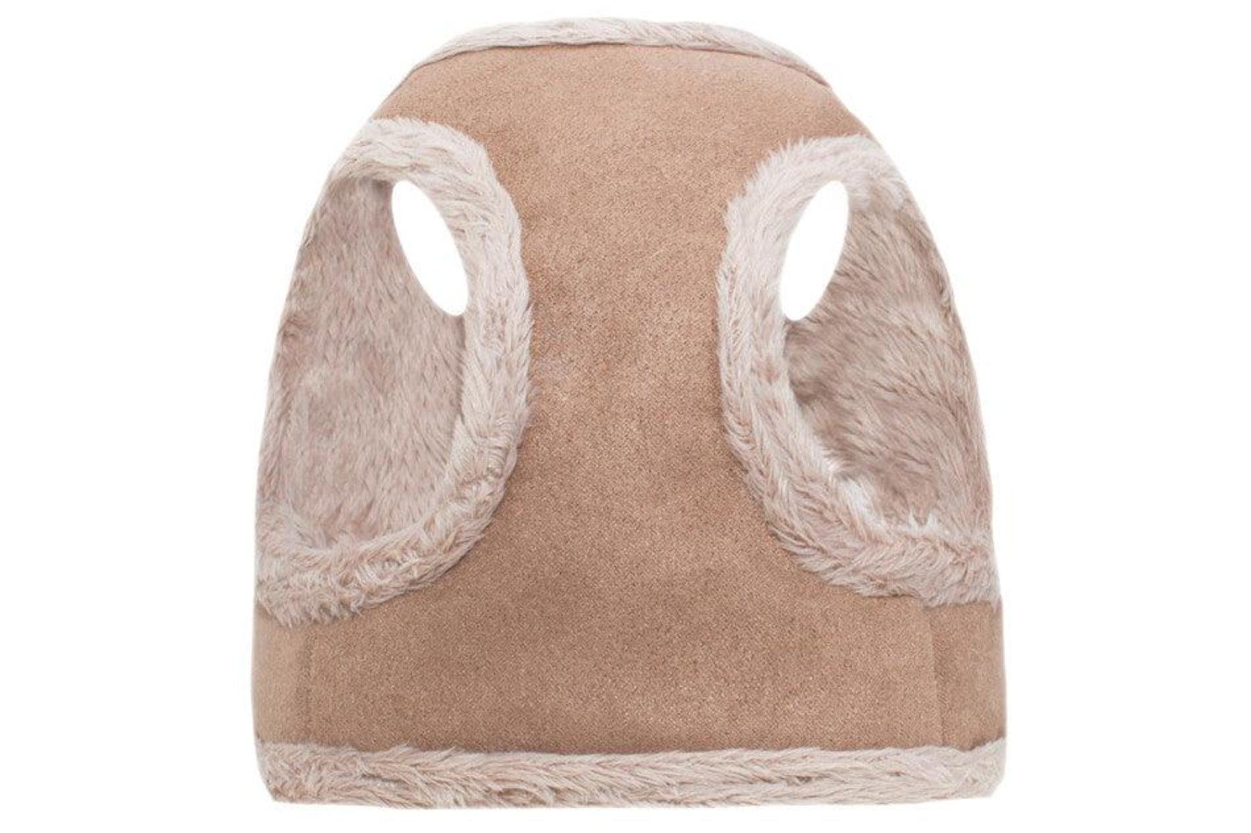 Harnais confort pour chien doublé en fourrure Yeti marron dessous - kasibe