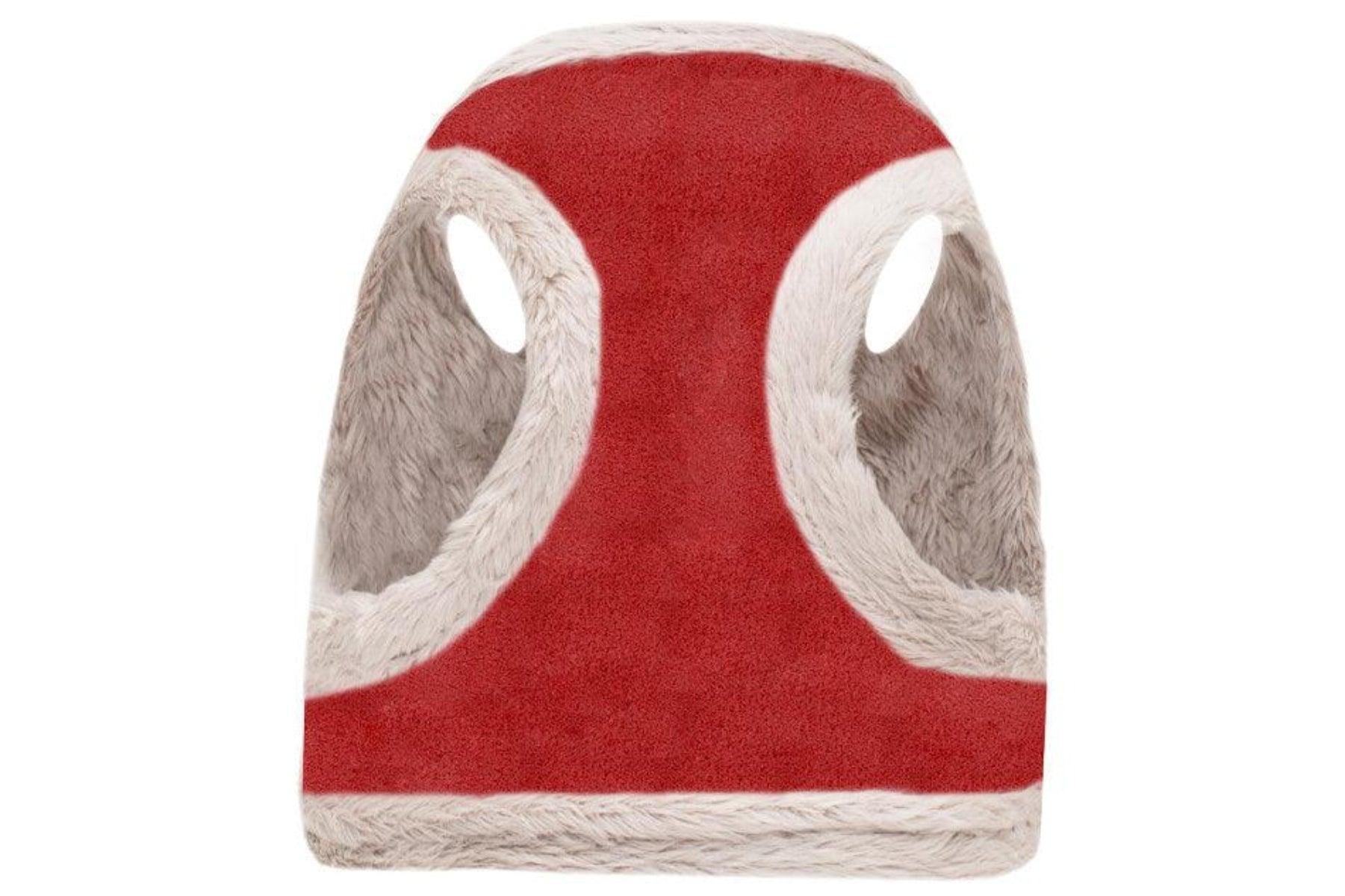 Harnais confort pour chien doublé en fourrure Yeti rouge dessous - kasibe