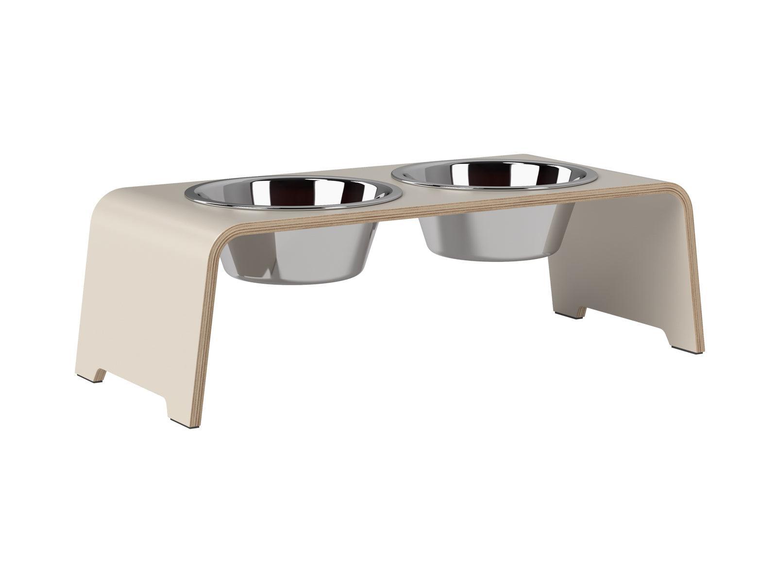 Gamelle élégante pour chien en bois massif dogBar toute en courbe kasibe cachemire taille m bol acier