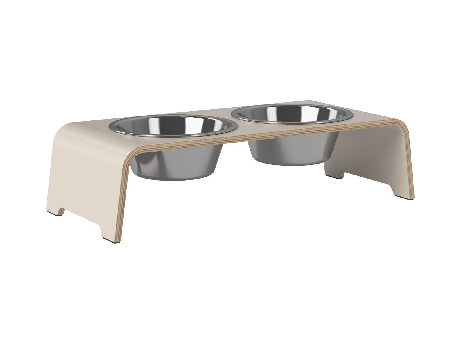 Gamelle élégante pour chien en bois massif dogBar toute en courbe kasibe cachemire taille ms bol acier