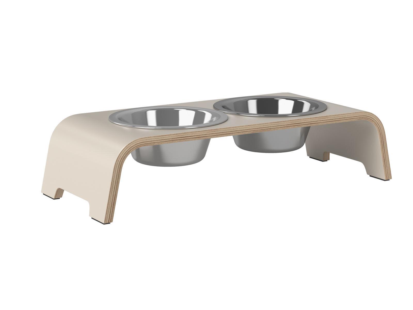 Gamelle élégante pour chien en bois massif dogBar toute en courbe kasibe cachemire taille sl bol acier