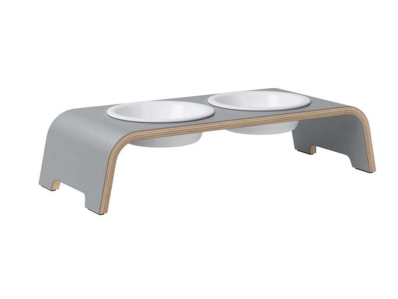 Gamelle élégante pour chien en bois massif dogBar toute en courbe kasibe gris taille sl bol porcelaine