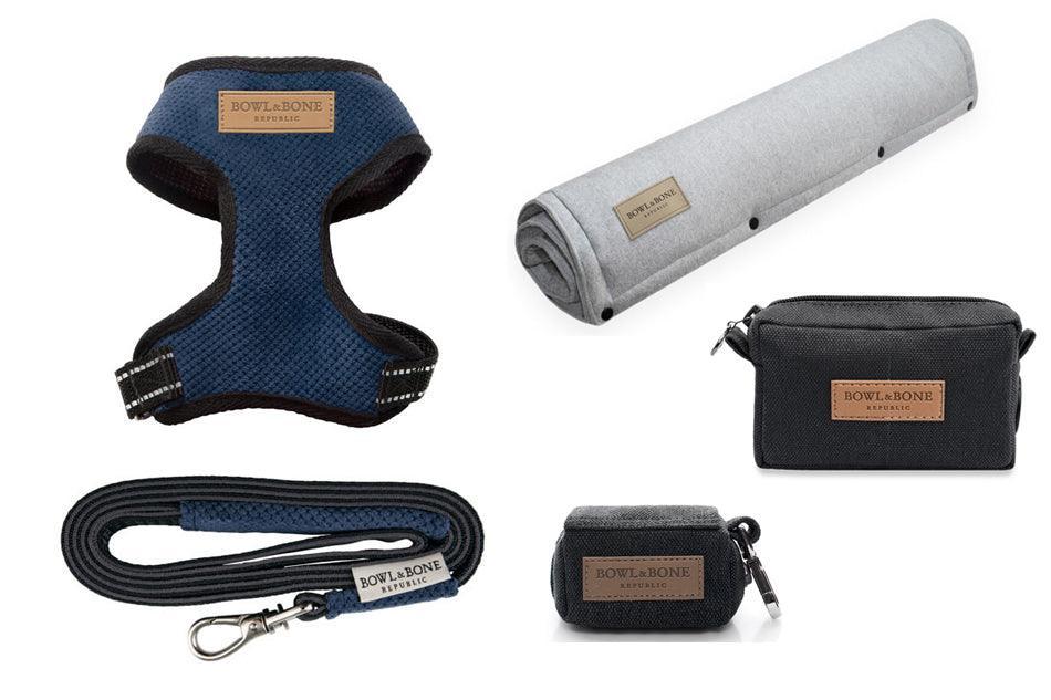 kasibe pack balade pour chien harnais bleu laisse plaid bowlandbone