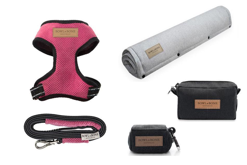 kasibe pack balade pour chien harnais rose laisse plaid bowlandbone