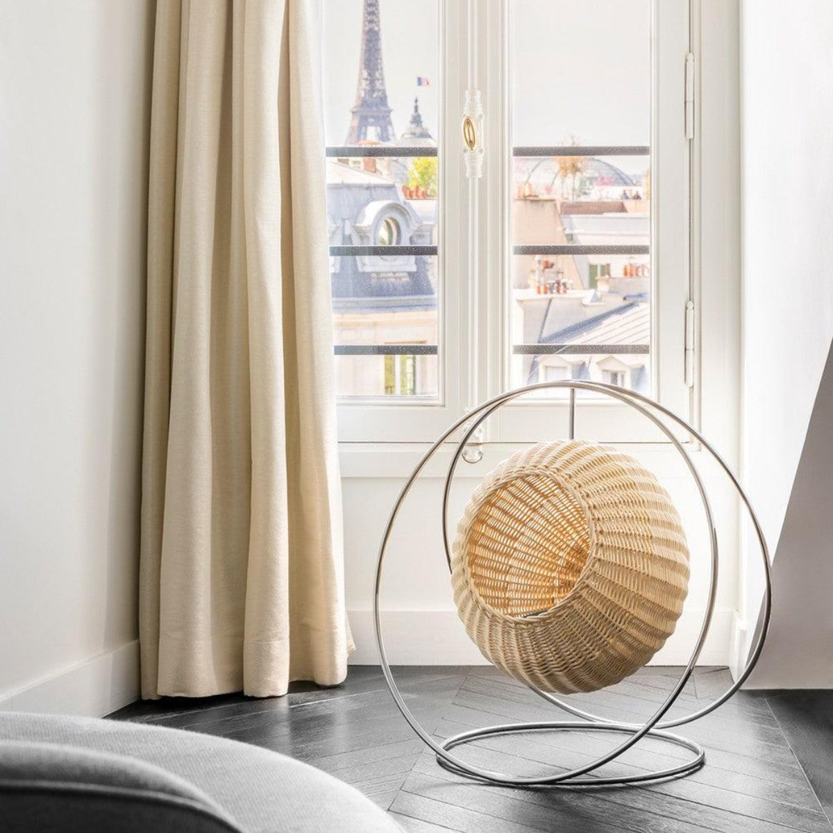 Lit de luxe pour chat : Solar, une bulle confort en osier tressé kasibe bogarel
