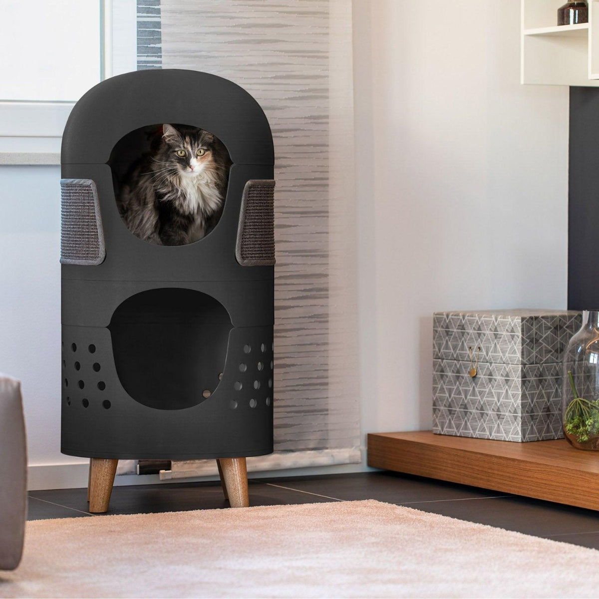 Meuble design pour chat : Catrub one répond à tous ses besoins anthracite - kasibe