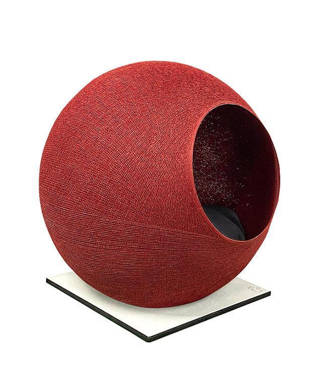 Meuble pour chat design : le Square un cocon discret tout en élégance argile socle béton blanc - kasibe