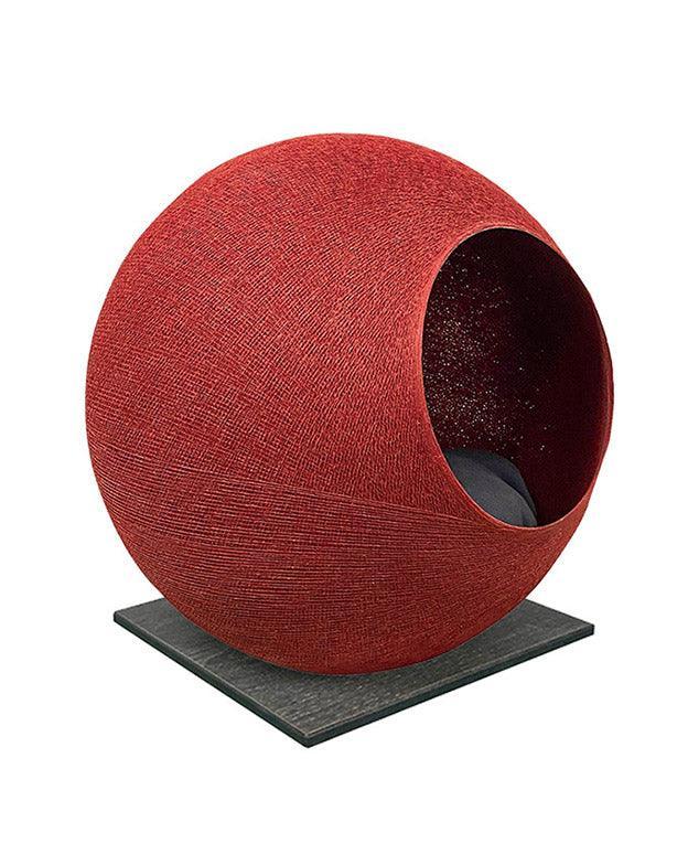 Meuble pour chat design : le Square un cocon discret tout en élégance argile socle wengé - kasibe