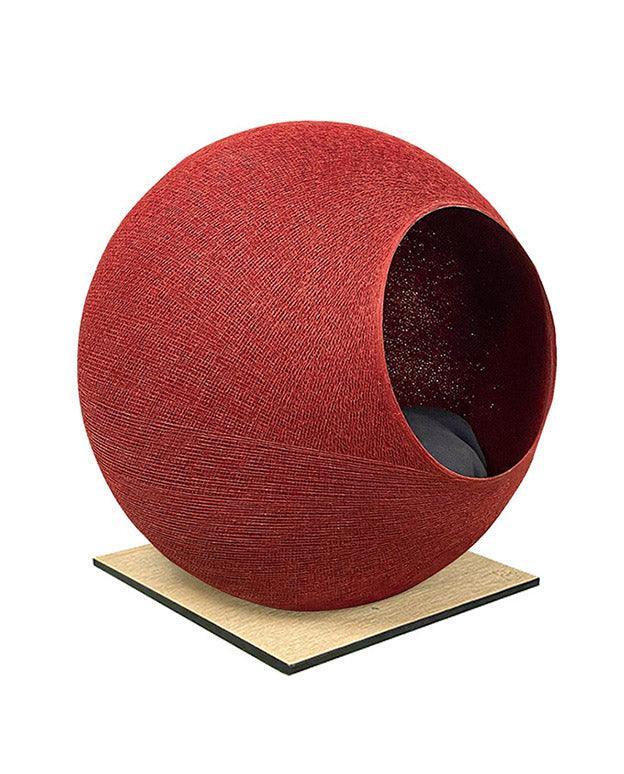 Meuble pour chat design : le Square un cocon discret tout en élégance argile socle chêne clair - kasibe