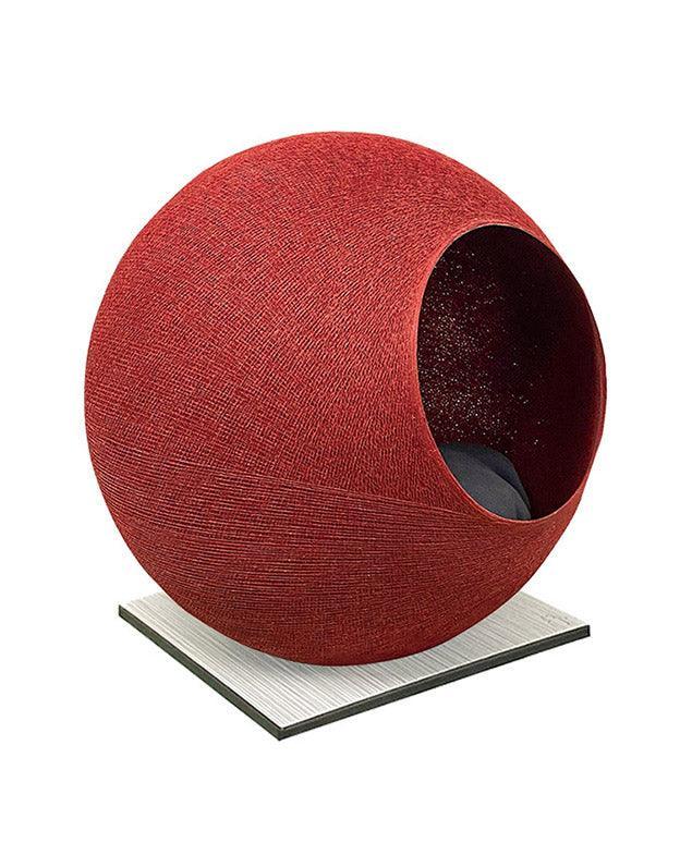 Meuble pour chat design : le Square un cocon discret tout en élégance argile socle béton blanc - kasibe