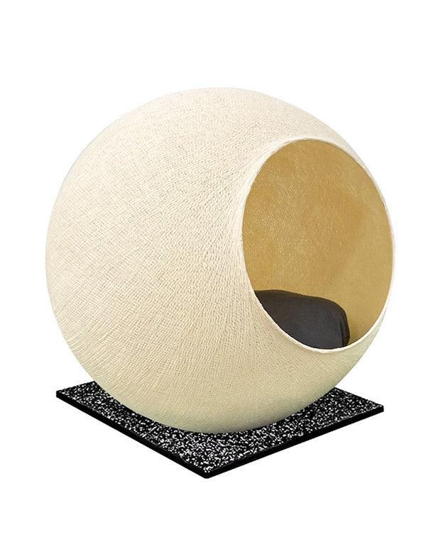 Meuble pour chat design : le Square un cocon discret tout en élégance champagne socle nuit étoilée - kasibe