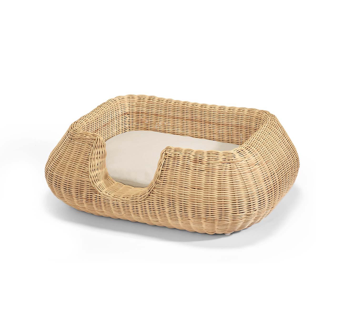 Panier pour chien déco en rotin : Mio et son matelas tout doux kasibe miacara ivoire