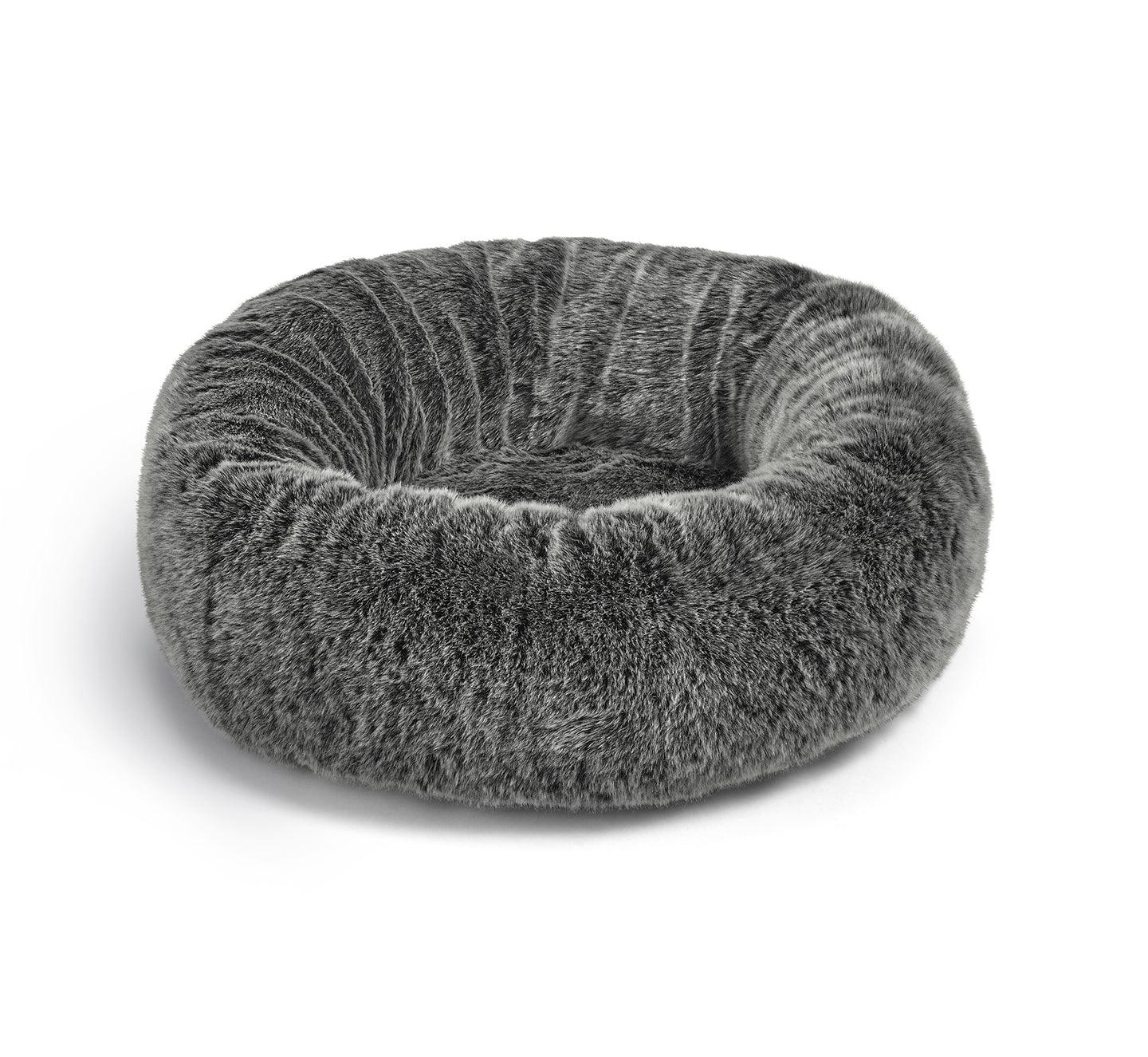 Panier élégant pour chat : Felpa, tout rond et en fausse fourrure kasibe miacara gris anthracite