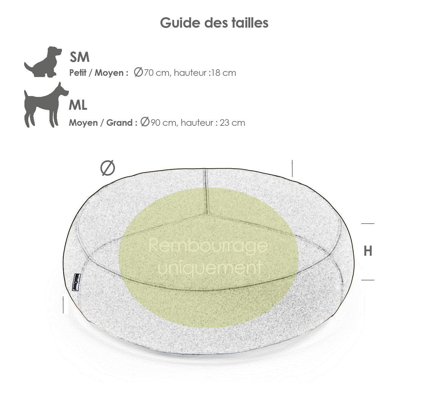 Rembourrage du coussin pouf rond pour chien - STELLA MIACARA - Kasibe