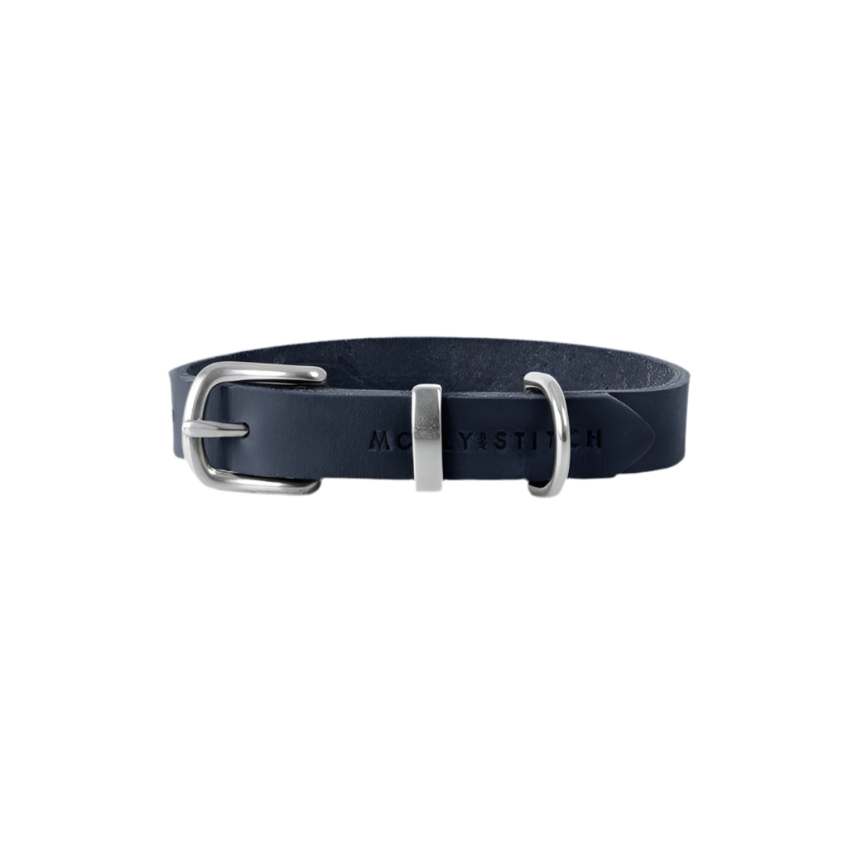 collier en cuir pour chien bleu boucle argent - kasibe