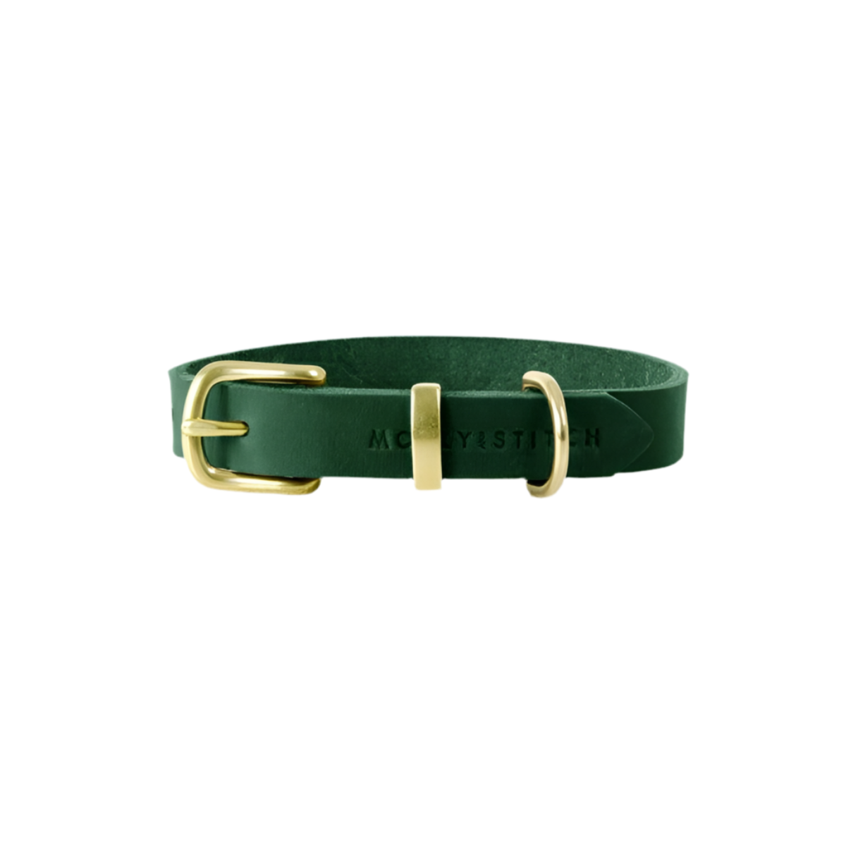 collier en cuir pour chien vert boucle or - kasibe