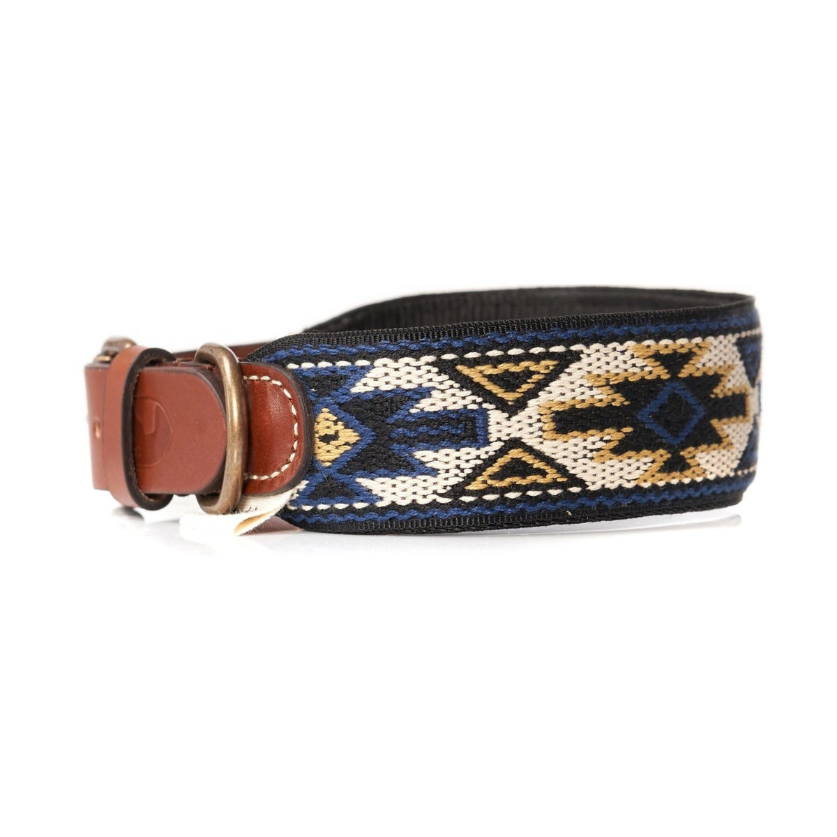 Un ensemble collier/laisse pour chien aux motifs ethniques, Peyolt bleu - kasibe