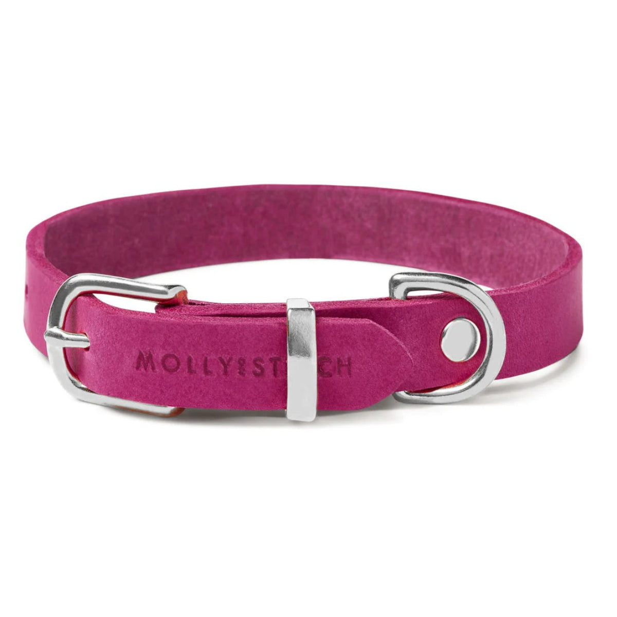 Collier pour chien en cuir rose, Butter ou Butter retriever Flamingo classique argent - kasibe