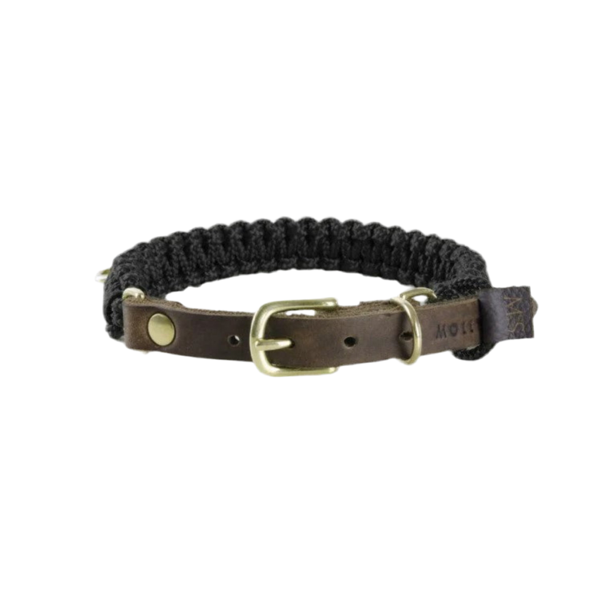 collier en corde pour chien noir raccords or - kasibe