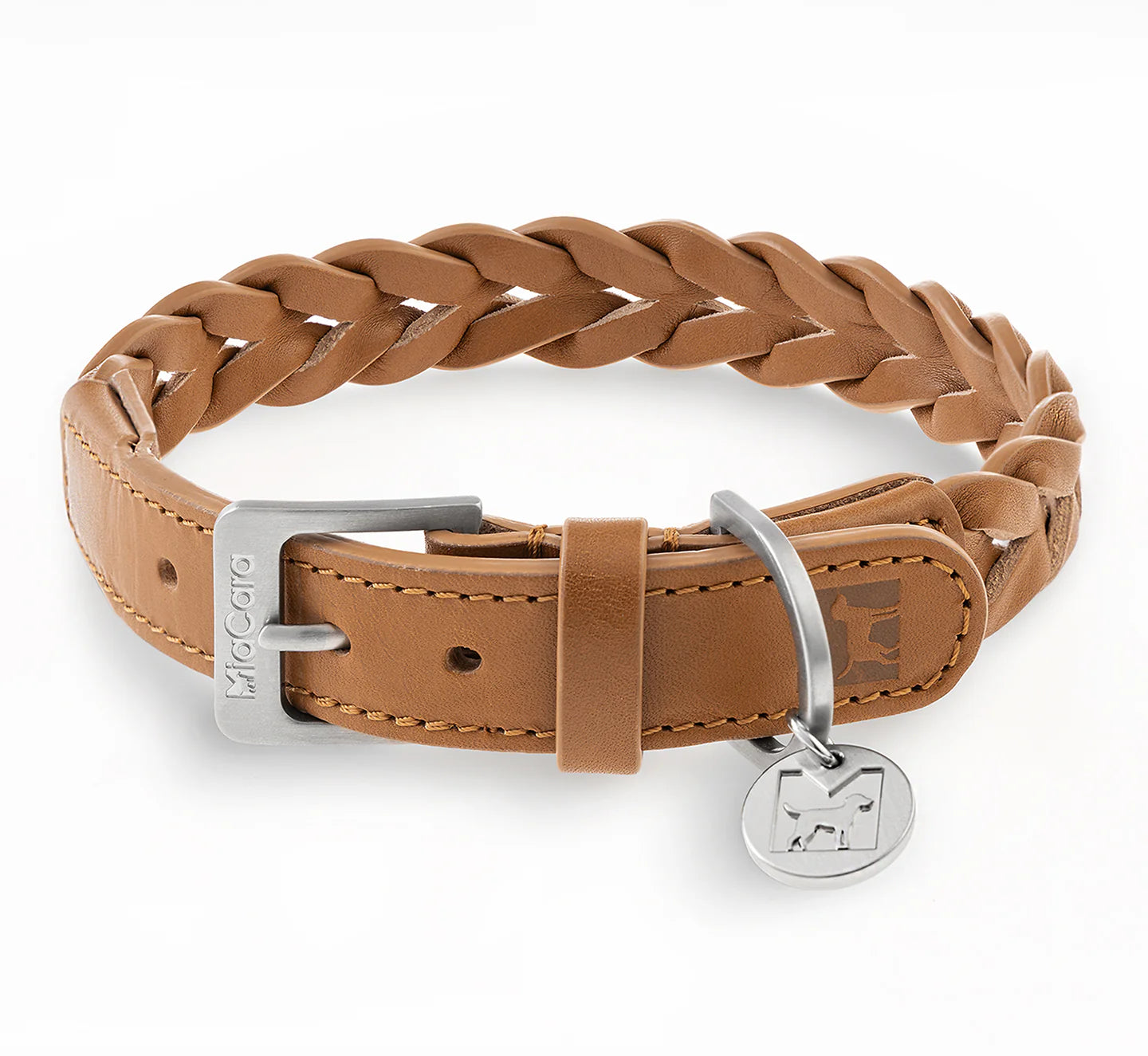 Collier en cuir tressé pour chien - Modèle BERGAMO