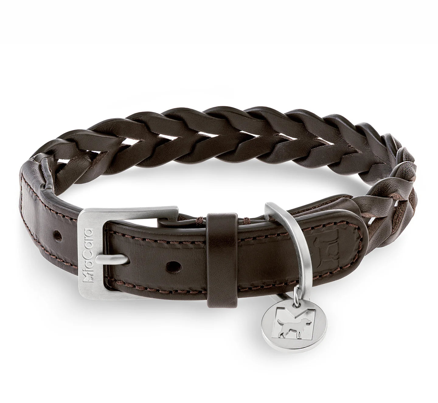 Collier en cuir tressé pour chien - Modèle BERGAMO