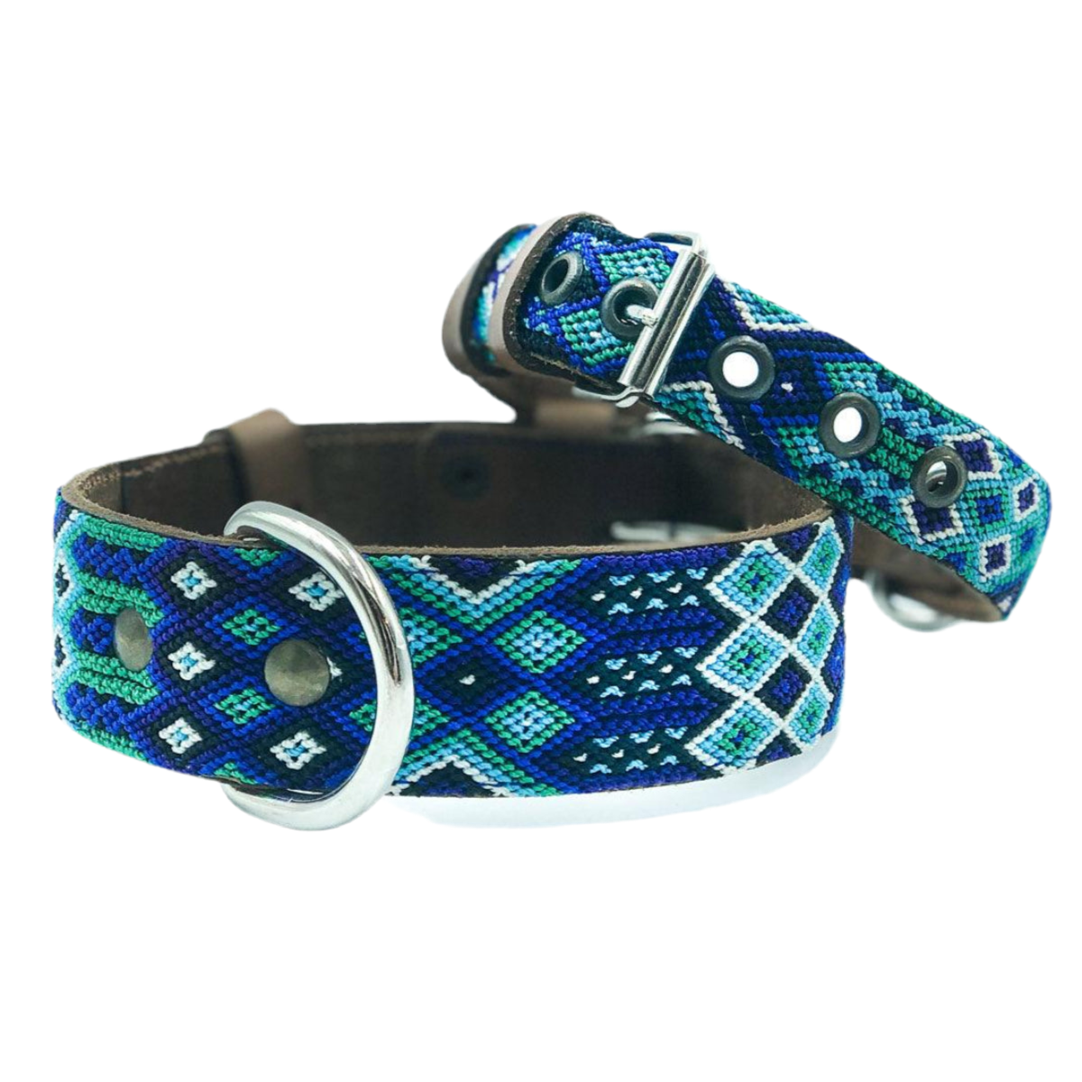 Collier pour chien mexicain, broderie complète montée sur cuir - Kasibe