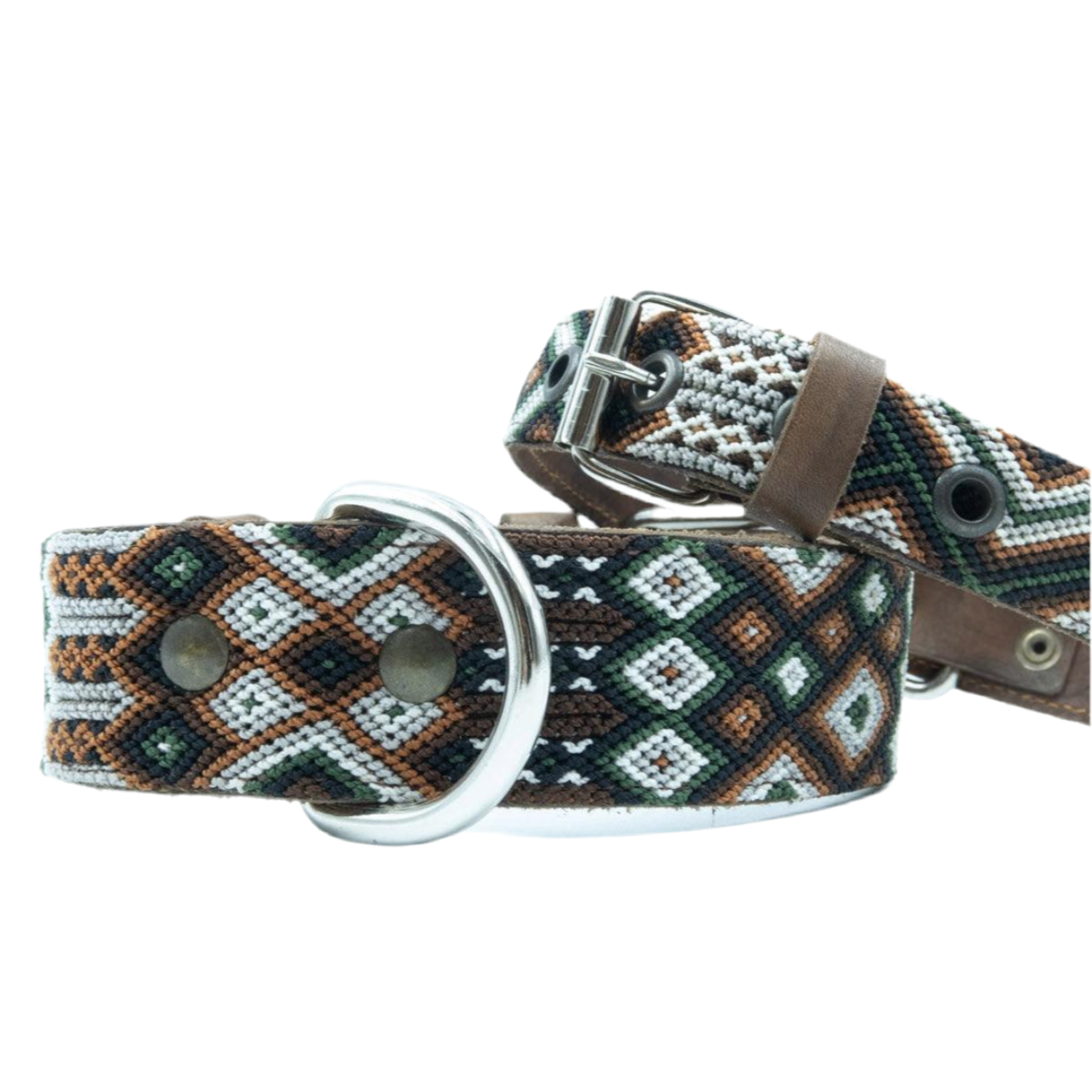 Collier pour chien mexicain, broderie complète montée sur cuir - Kasibe