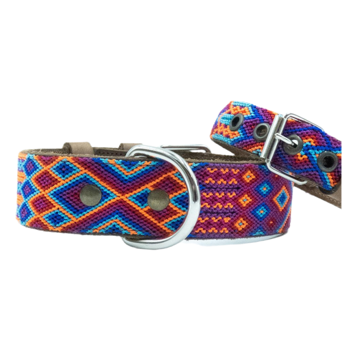 Collier pour chien mexicain, broderie complète montée sur cuir - Kasibe