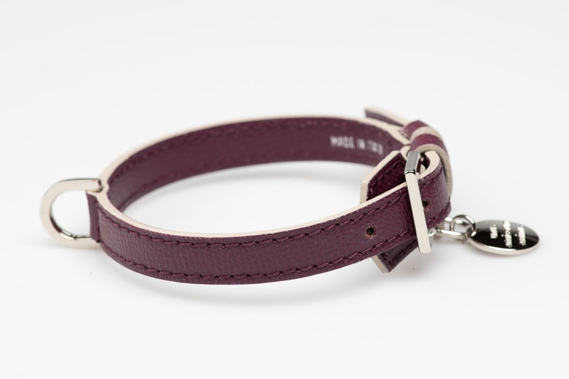 René, une gamme de colliers pour chiens personnalisés violet côté - kasibe