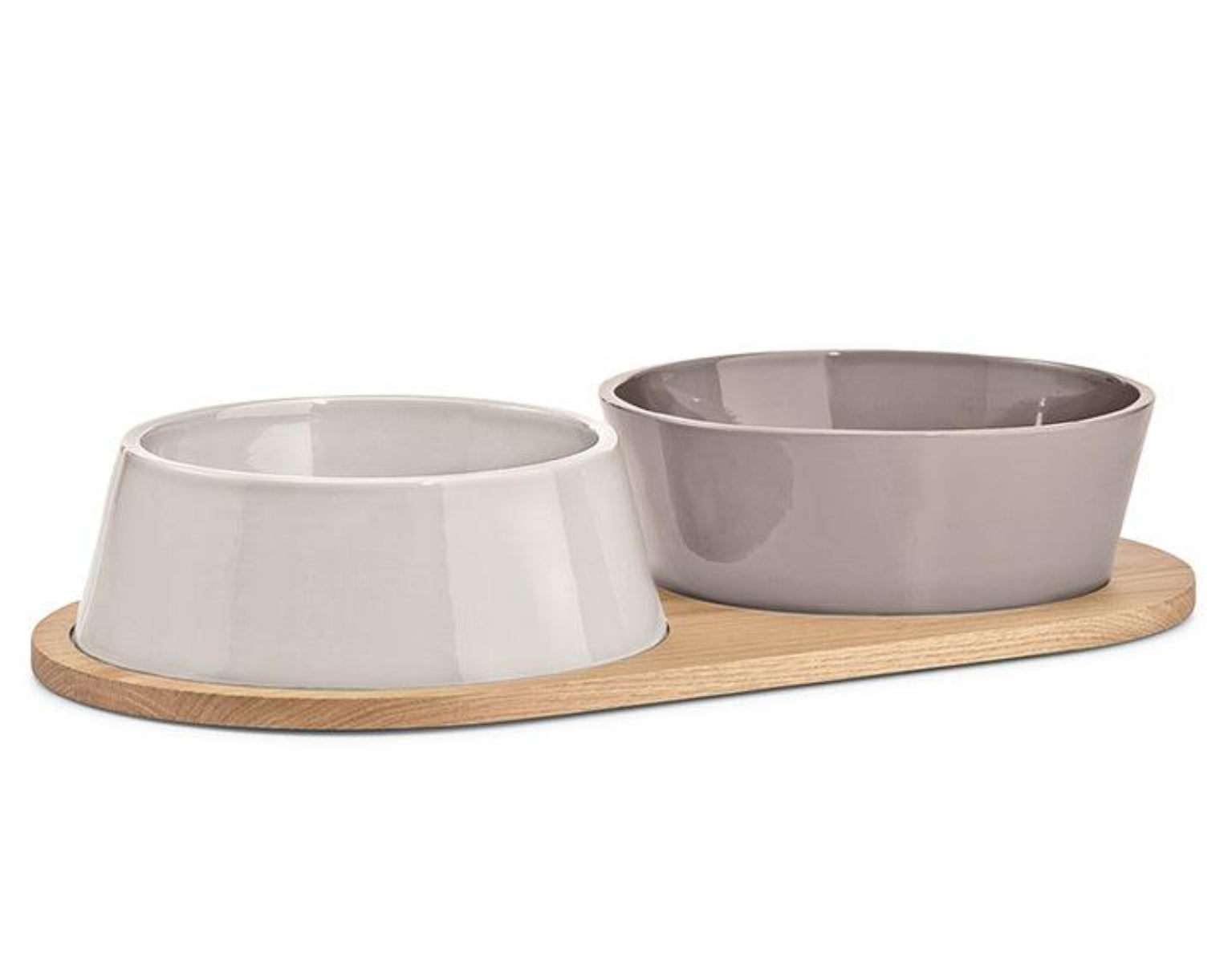 Gamelle pour chien double bol inversé en porcelaine Doppio nougat - kasibe