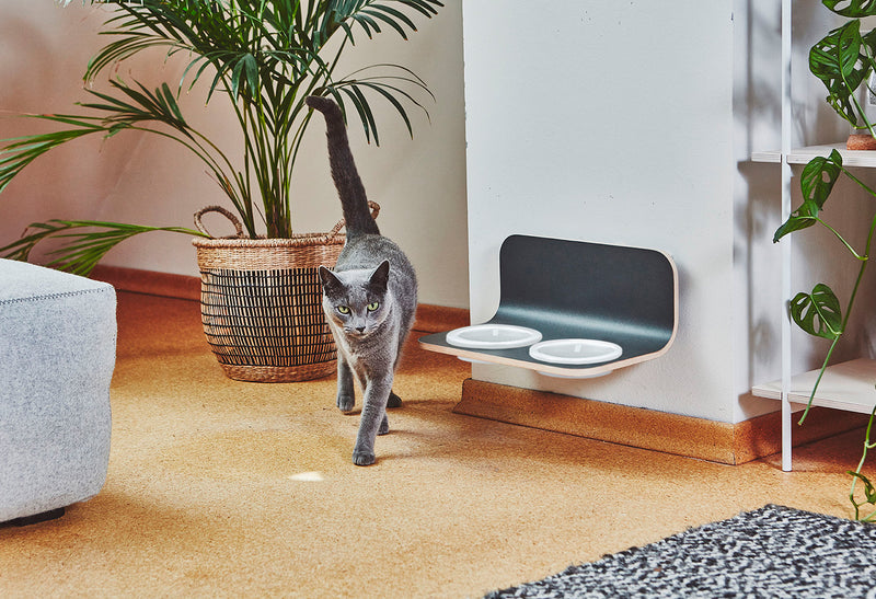 Gamelle pour chat en hauteur en contreplaqué : Arco - kasibe
